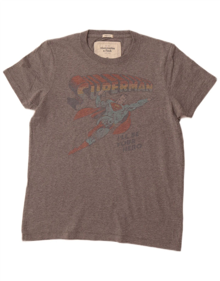 ABERCROMBIE & FITCH T-Shirt Muscle Graphic Homme Gris Moyen Coton