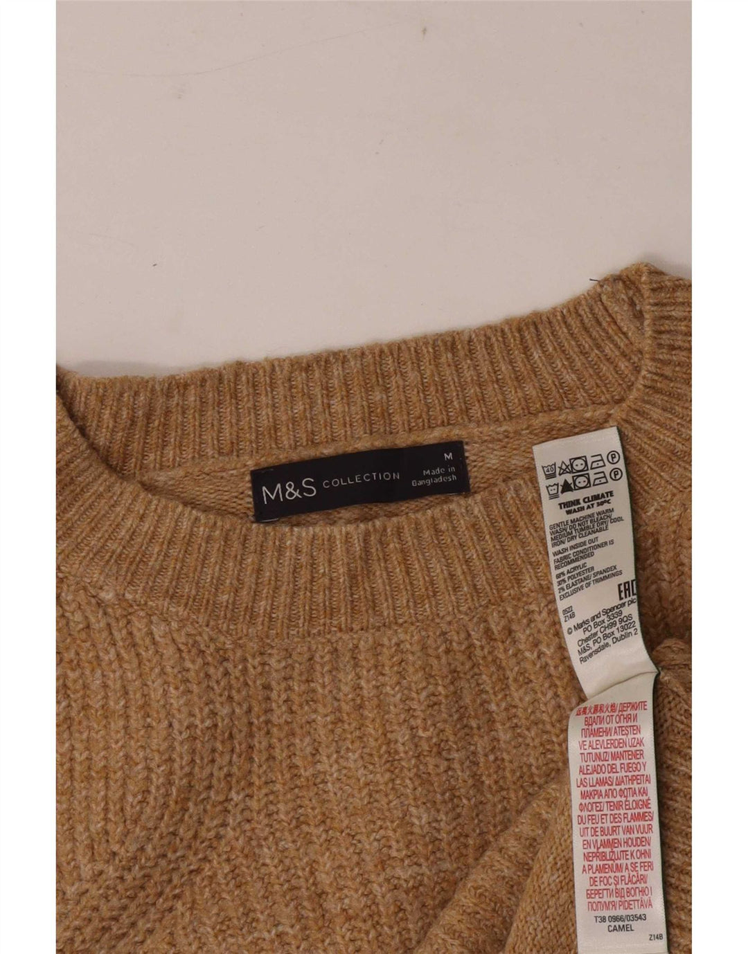 Marks & Spencer Pull à col rond pour femme UK 14 Marron moyen moucheté