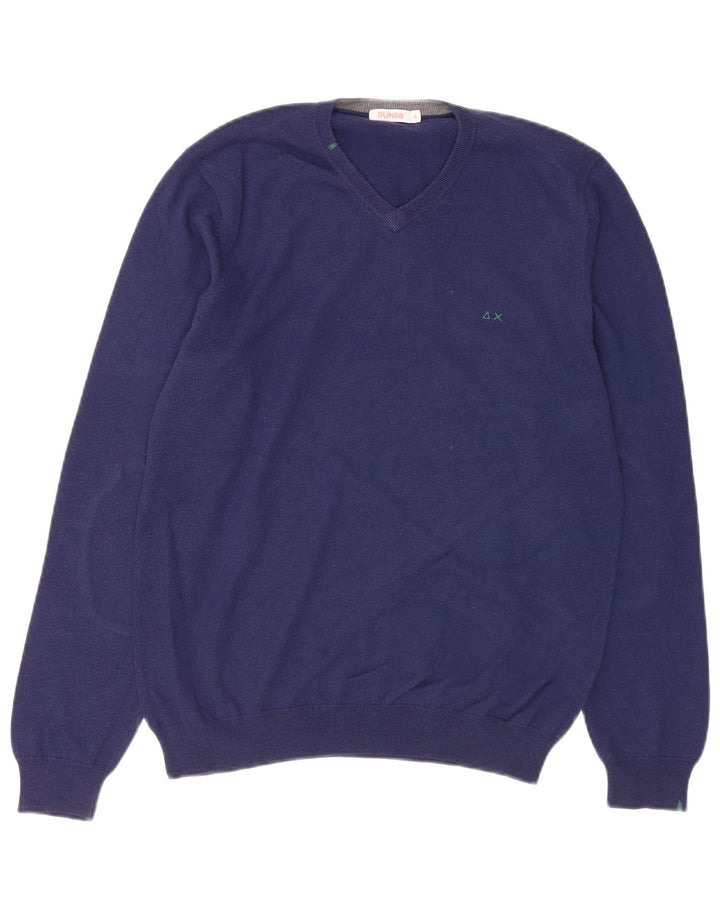 SUN68 Pull col V Homme Laine Bleu Moyen