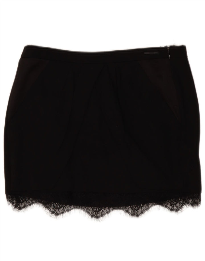 Guess Femme Taille Basse Mini Jupe W29 Moyen Noir Lyocell