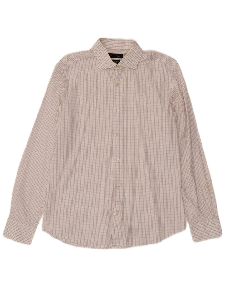 Massimo Dutti Chemise Homme EU 42 Grand Carreau Blanc Coton