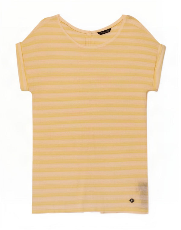 Massimo Dutti Chemisier à manches courtes pour femme UK 18 XL Rayé Jaune