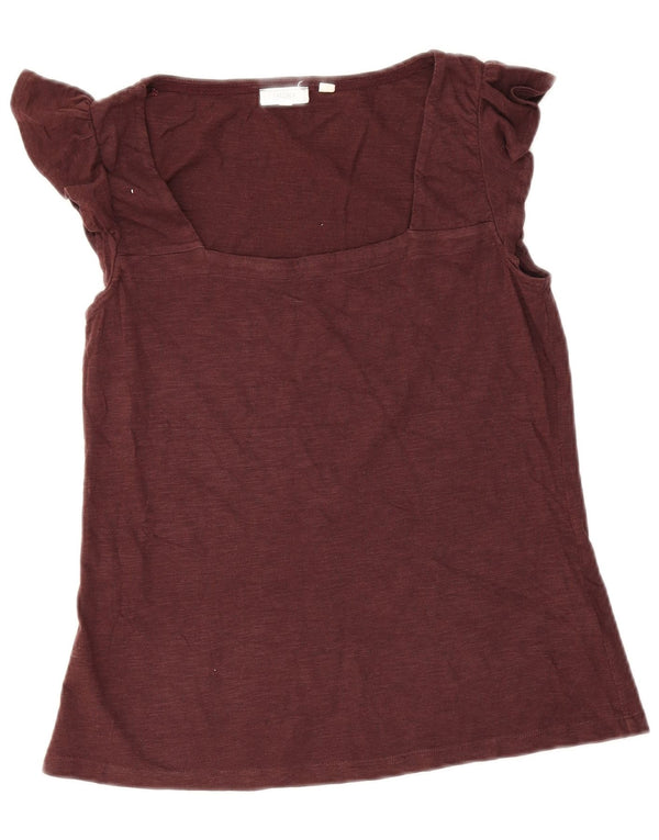 Fat Face Chemisier Femme Top UK 10 Petit Coton Bordeaux