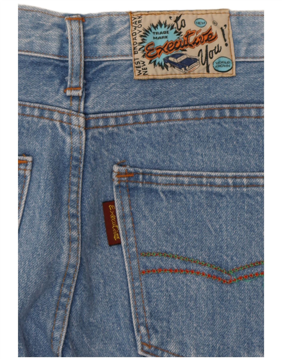 Jeans fuselés courts vintage pour femmes W28 L25 Bleu