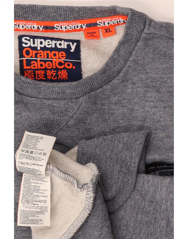 Superdry Homme Sweatshirt Jumper XL Bleu Moucheté Coton