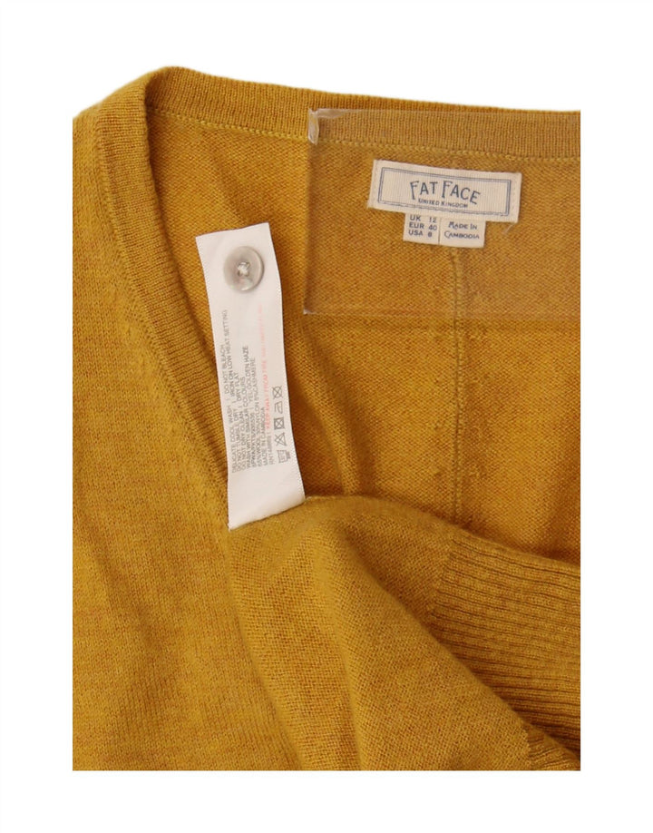 Fat Face Cardigan pour femme en laine jaune moyen UK 12