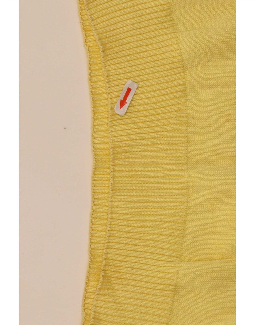 vintage Mens Button Neck Jumper Pull Moyen Jaune Colourblock Coton