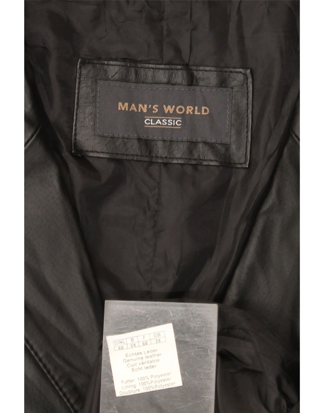 MAN'S WORLD Veste blazer classique à 3 boutons pour homme UK 58 4XL en cuir noir
