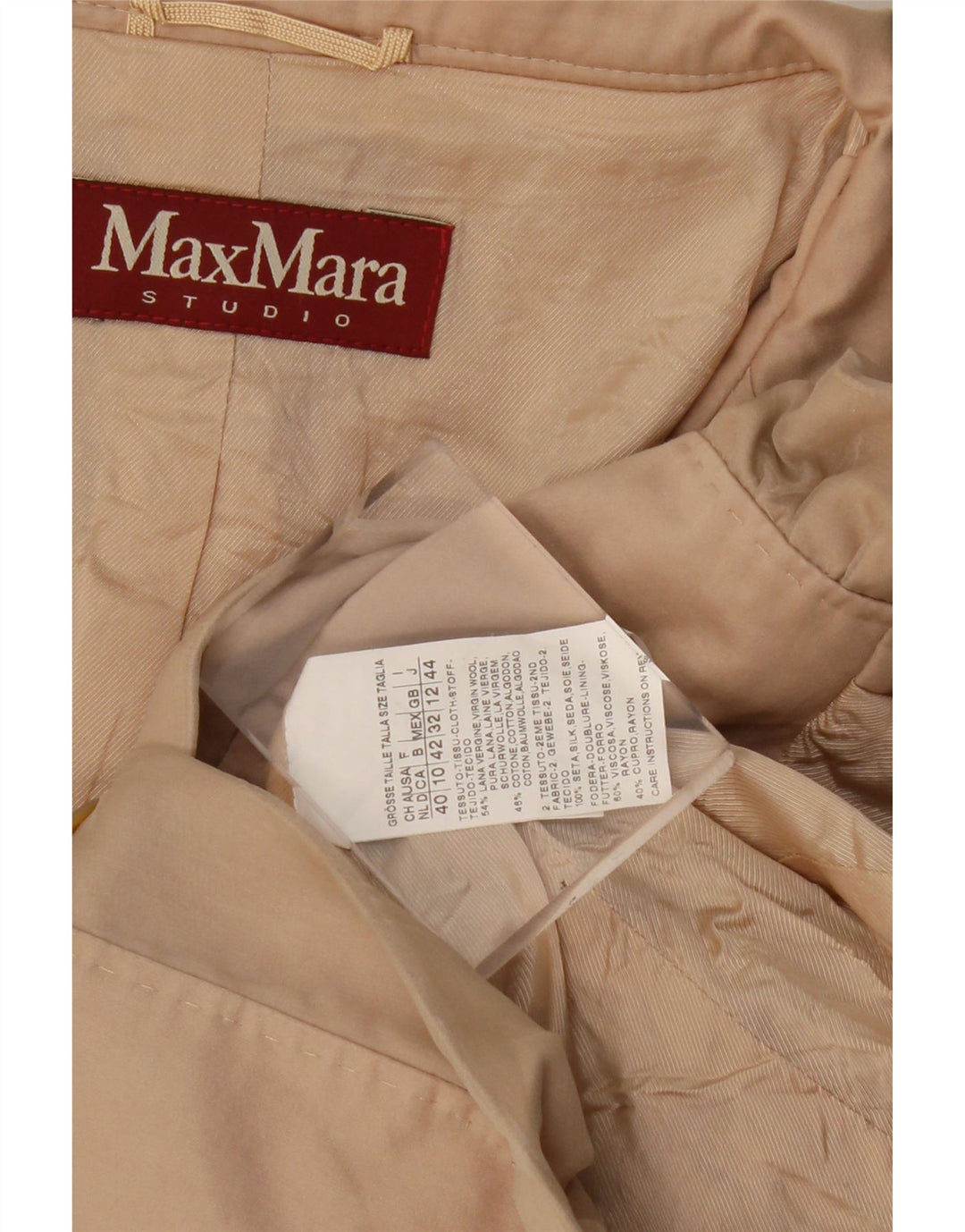 Max Mara Veste blazer courte à 3 boutons pour femme UK 12 laine beige moyen