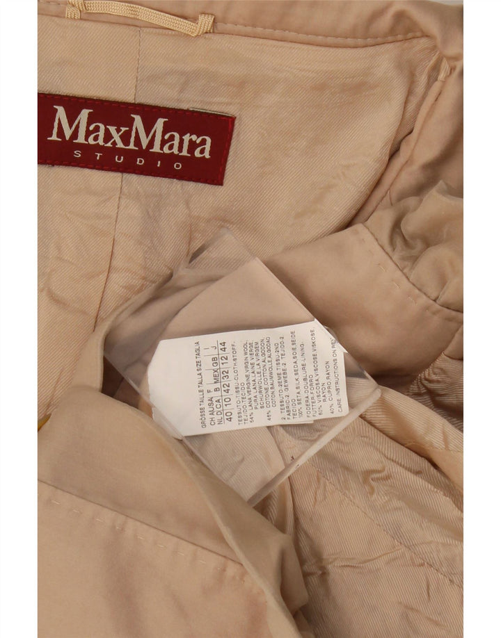 Max Mara Veste blazer courte à 3 boutons pour femme UK 12 laine beige moyen