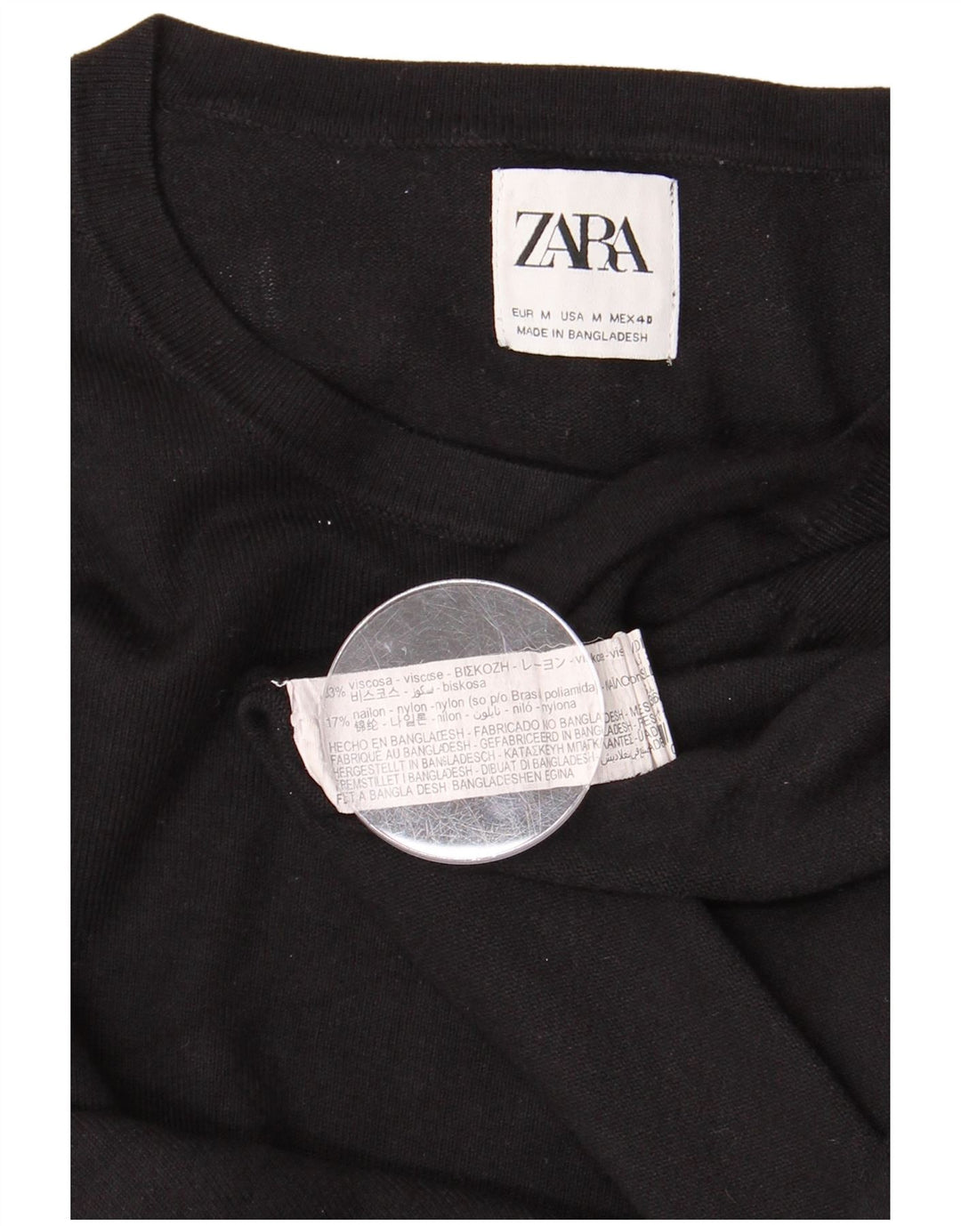 ZARA Pull Col Rond Homme Noir Moyen Viscose