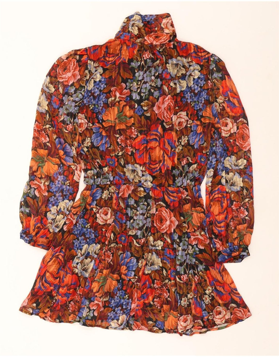 ZARA Robe trapèze à nouer sur le devant pour femme UK 12 Medium Multicolore Floral