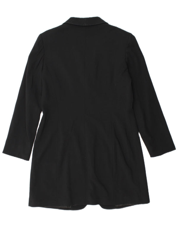 vintage Femme Longline 1 Bouton Blazer Veste IT 46 Grand Noir