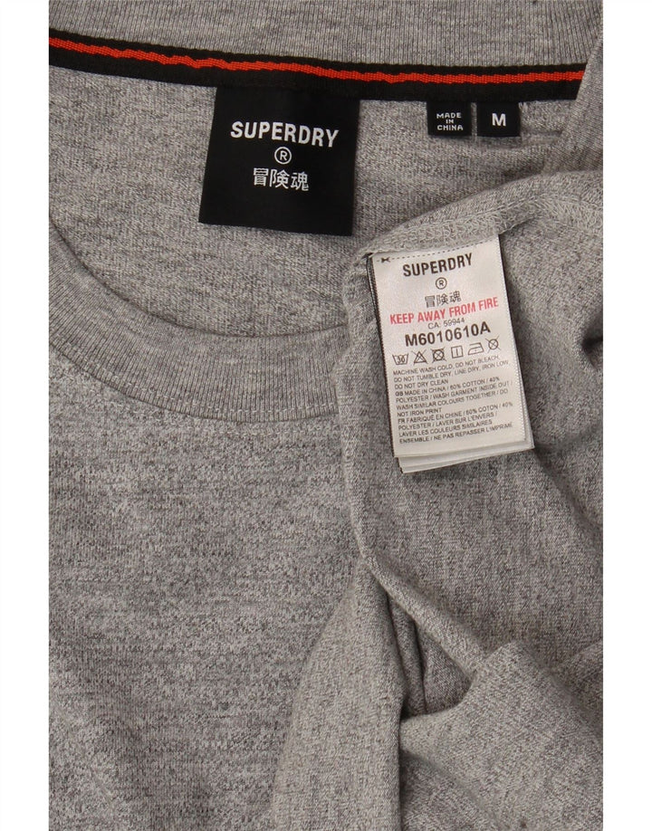 SUPERDRY Haut graphique à manches longues pour homme en coton moucheté gris moyen