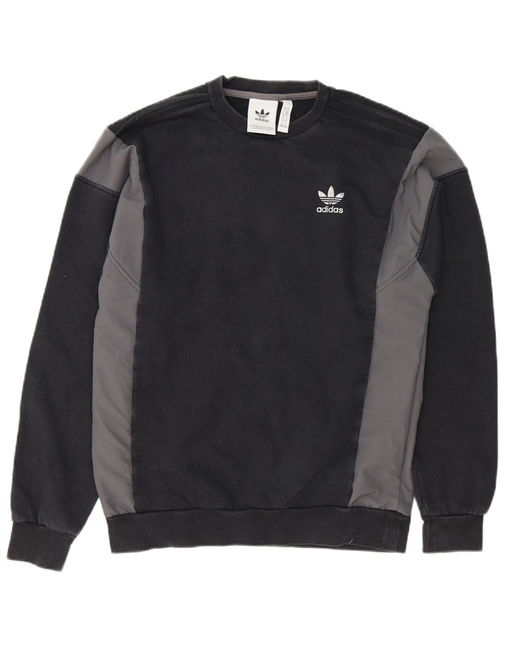 Adidas Sweat-shirt pour homme en coton color block Noir Taille S