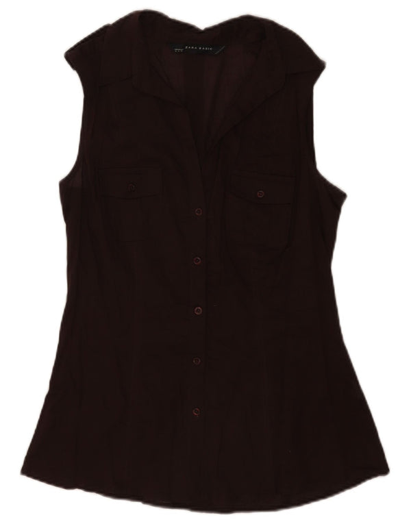 Zara Chemise sans manches pour femme UK 12 Marron moyen