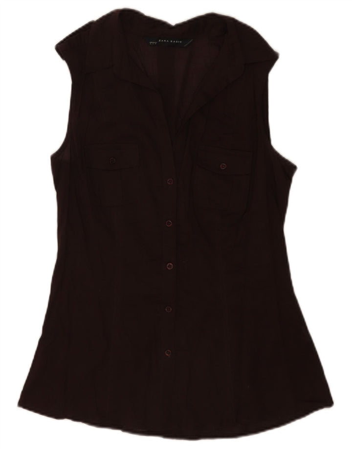 Zara Chemise sans manches pour femme UK 12 Marron moyen