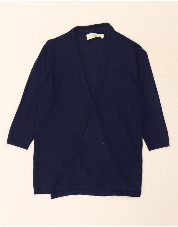 Zara Cardigan ouvert à manches 3/4 pour femme Bleu marine moyen UK 12