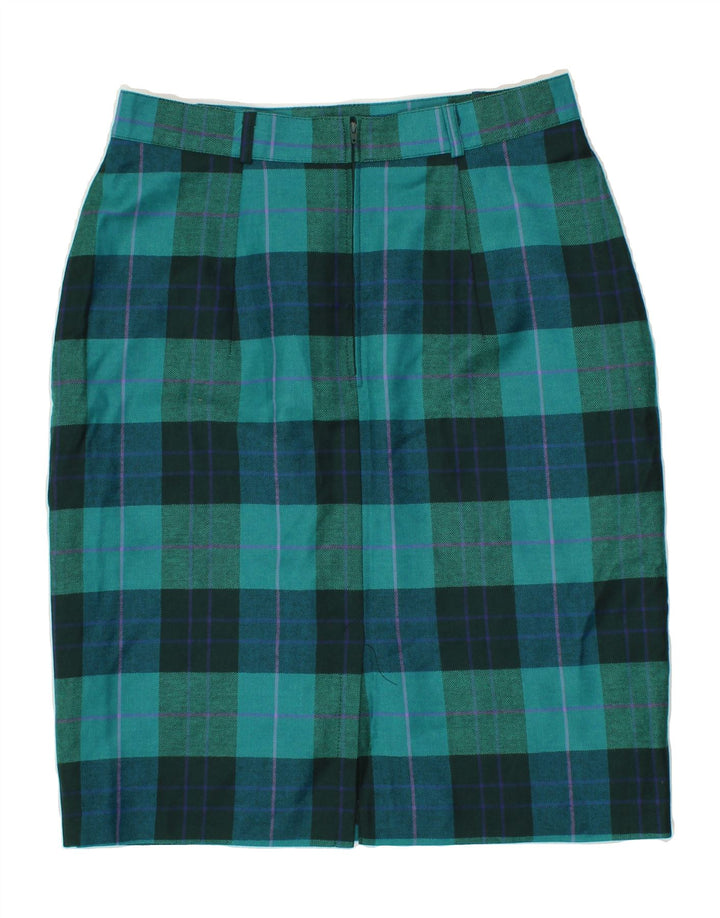 LOTZ Womens Pencil Skirt UK 16 Large W30  Blue Check Polyester Vintage Lotz and Second-Hand Lotz from Messina Hembry 