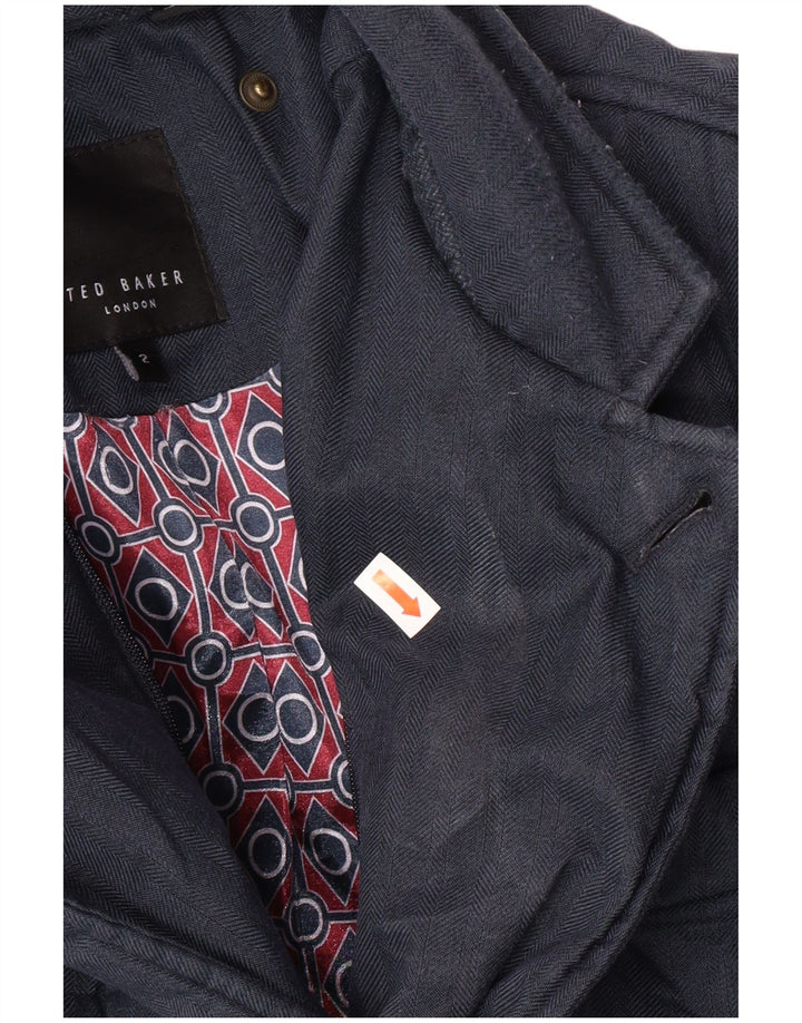 TED BAKER Veste matelassée pour homme Taille 2 Petit Bleu Marine Herringbone Classic