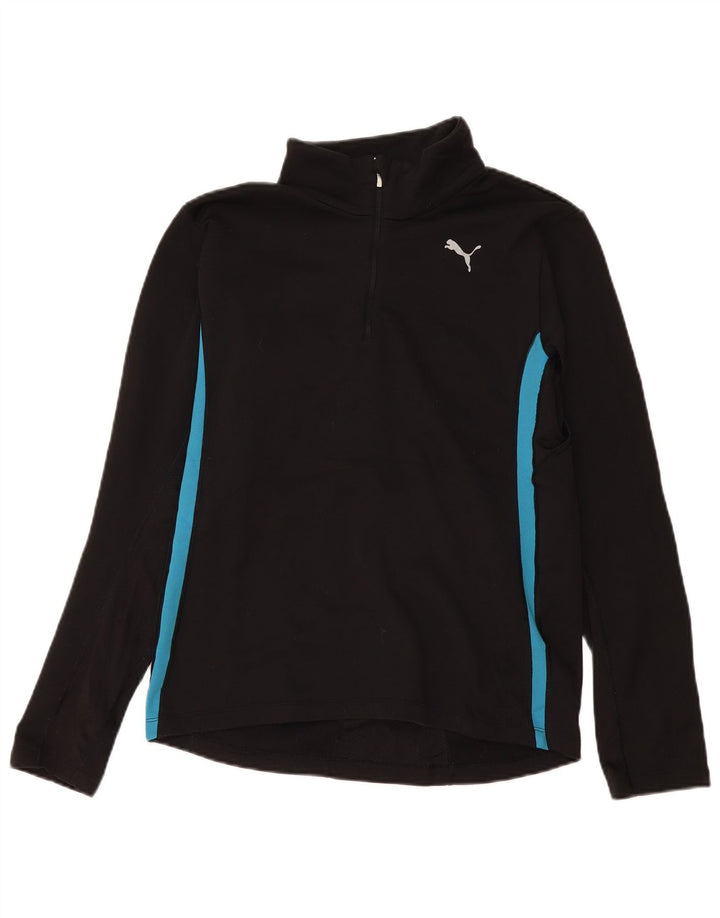 Puma Haut de survêtement à col zippé pour femme UK 14 Noir moyen Colourblock