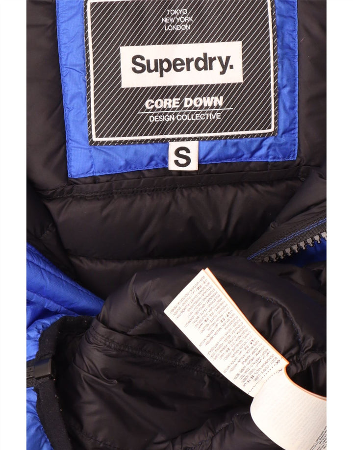 SUPERDRY Veste matelassée à capuche Core pour hommes UK 36 Small Bleu Nylon