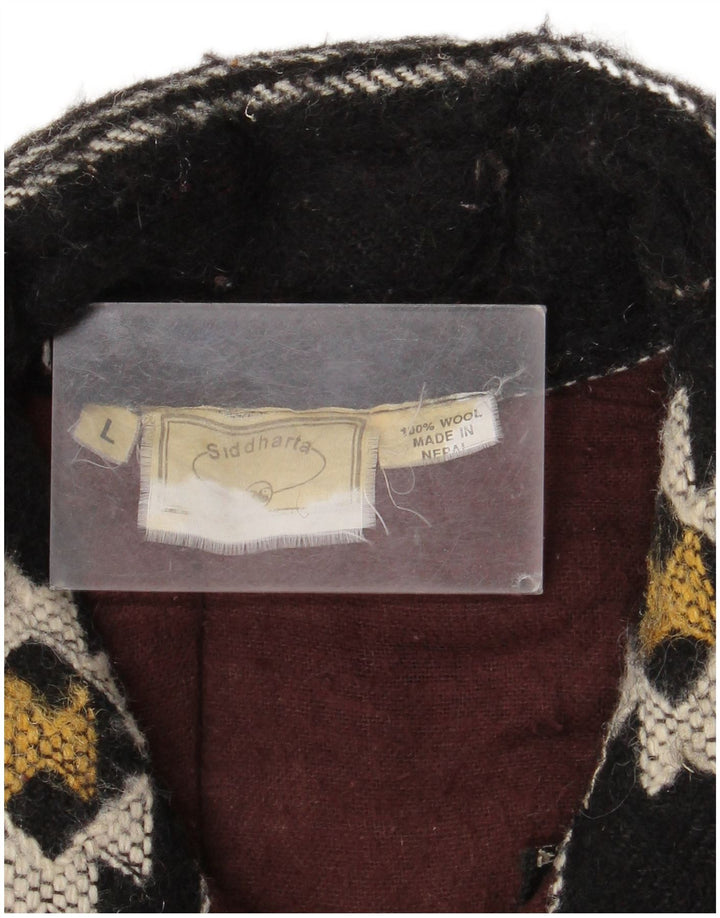 vintage Mens Duffle Coat UK 40 Grande laine géométrique multicolore