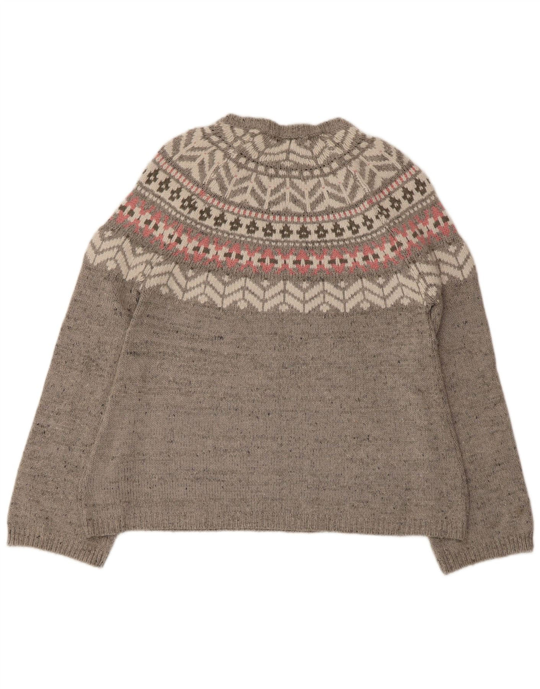 Marks & Spencer Pull col bateau pour femme UK 12 Gris moyen Fair Isle