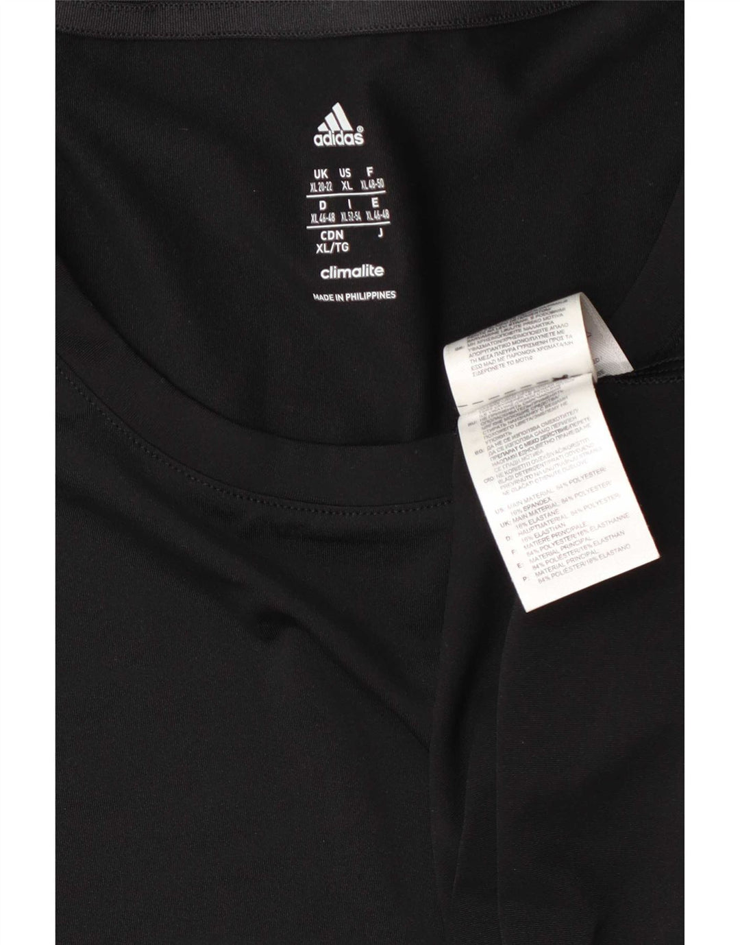 Adidas Climalite T-Shirt Top UK 18 XL Noir Polyester