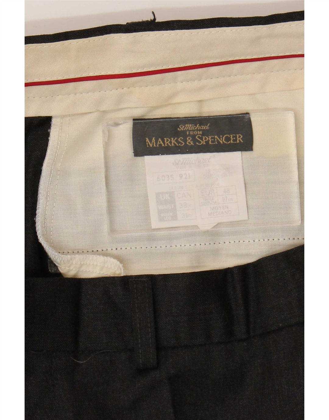 Marks & Spencer Pantalon de Costume Droit Homme W38 L31 Laine Noir