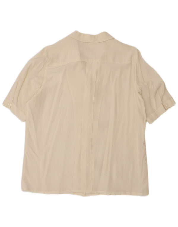 vintage Femme Chemise À Manches Courtes Blouse UK 18 XL Off White