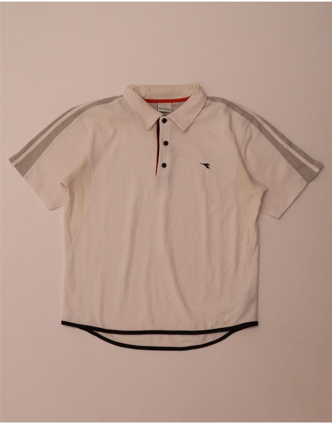 Diadora Polo Homme Large Blanc Colorblock Polyester