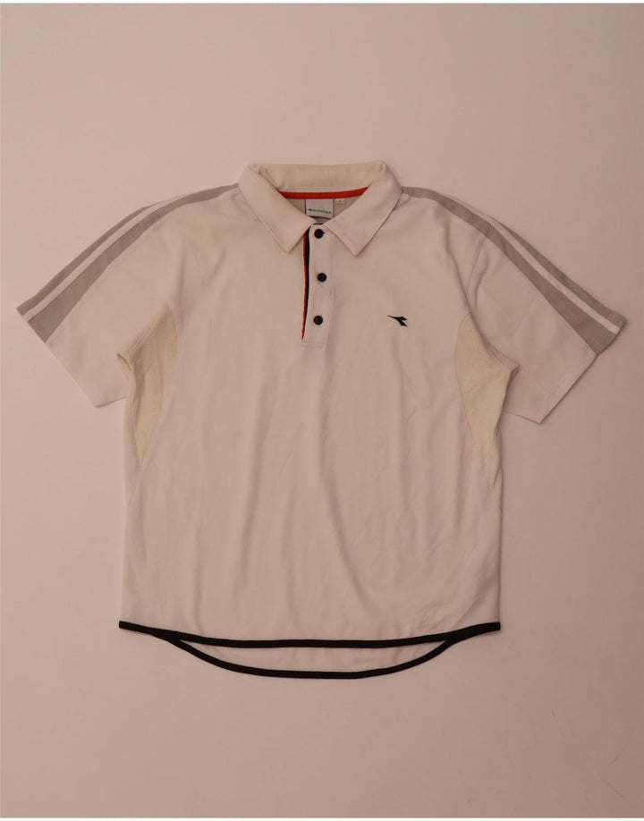 Diadora Polo Homme Large Blanc Colorblock Polyester