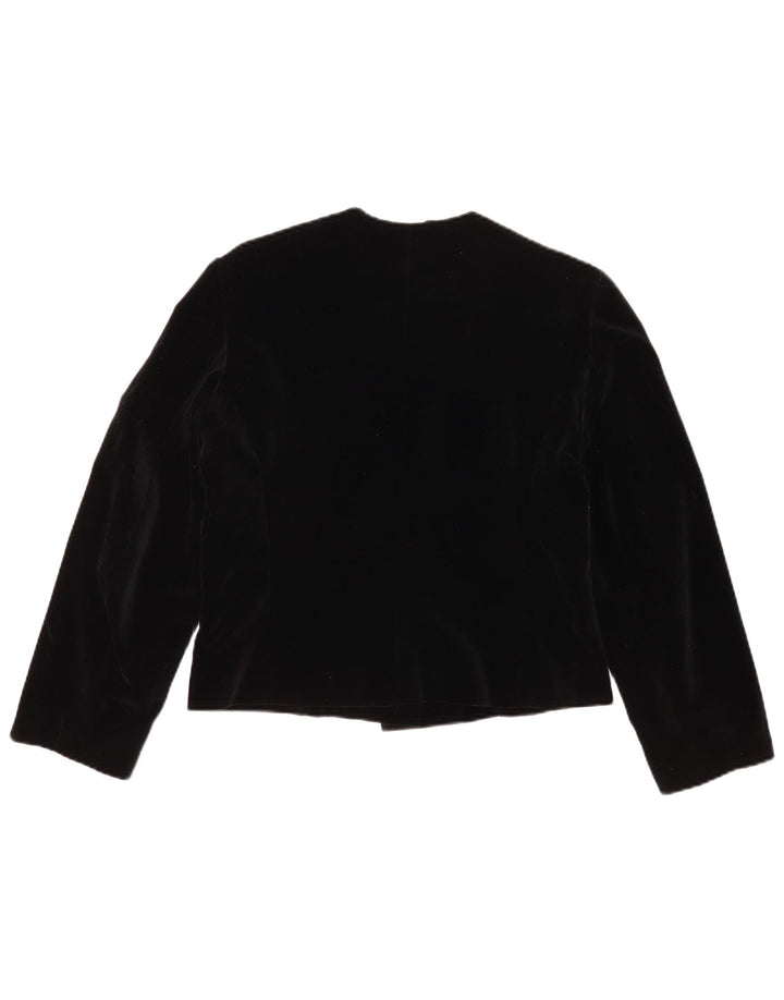 vintage Femme 3 Bouton Blazer Veste IT 44 Moyen Noir Coton