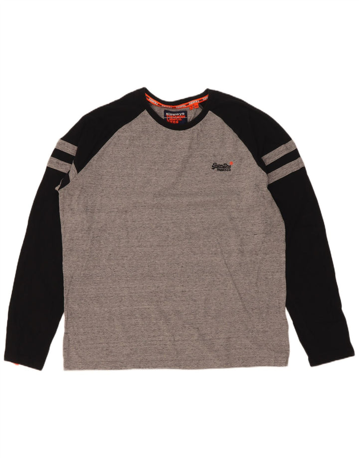 Superdry Haut à manches longues pour homme 2XL Gris Colorblock Coton