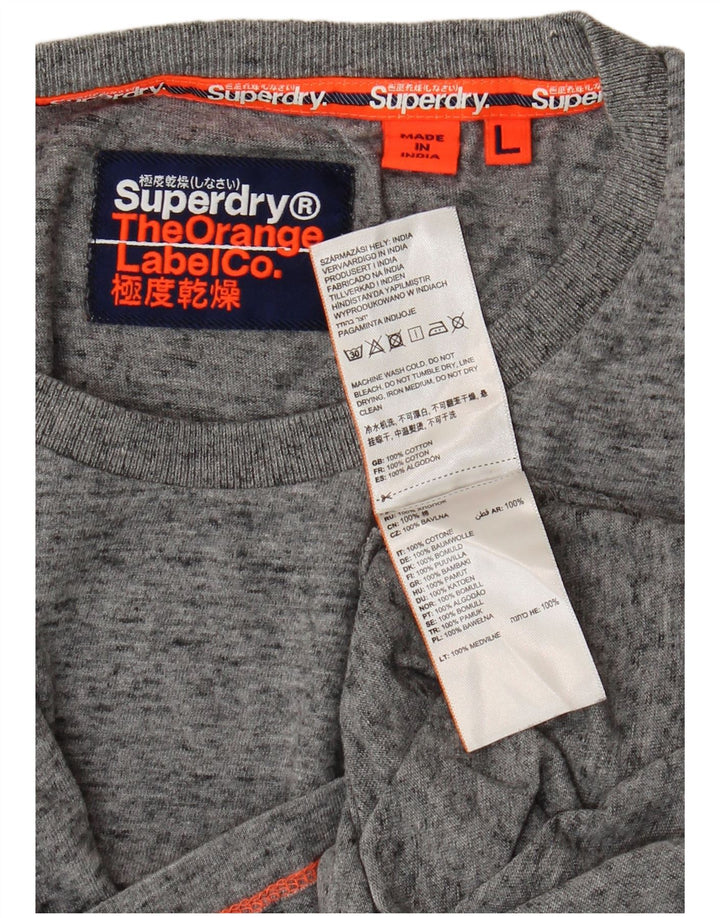 Superdry Homme T-Shirt Top Large Gris Moucheté Coton