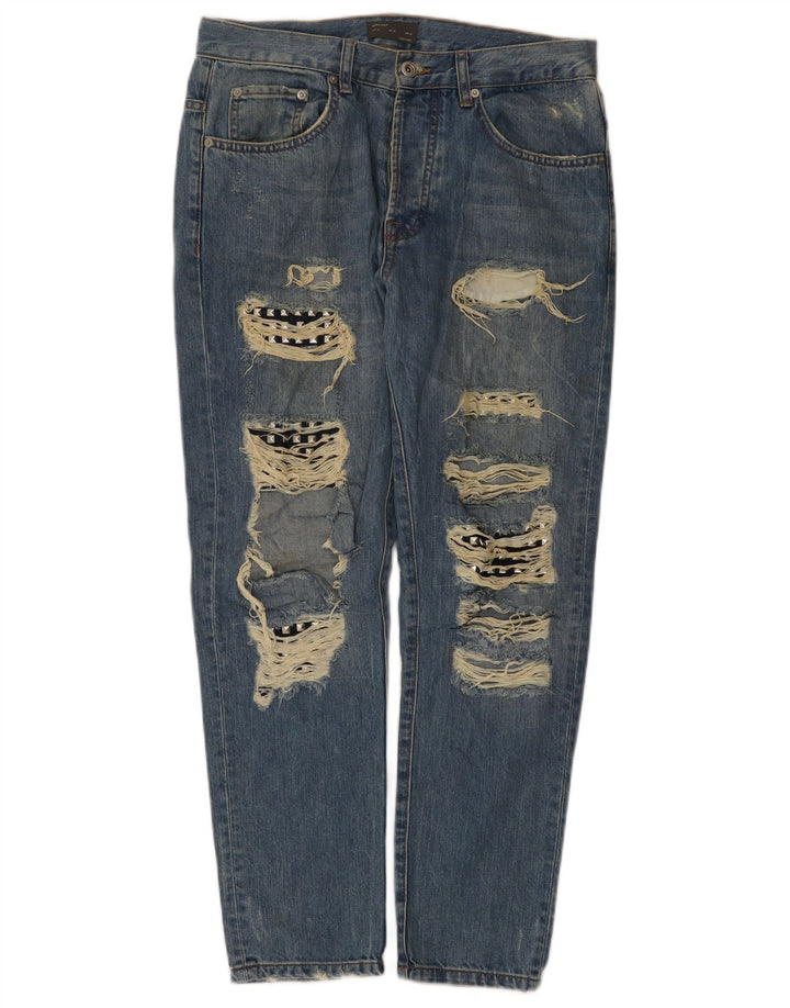 Zara Jean slim vieilli pour homme EU 40 Medium W31 L28 Bleu