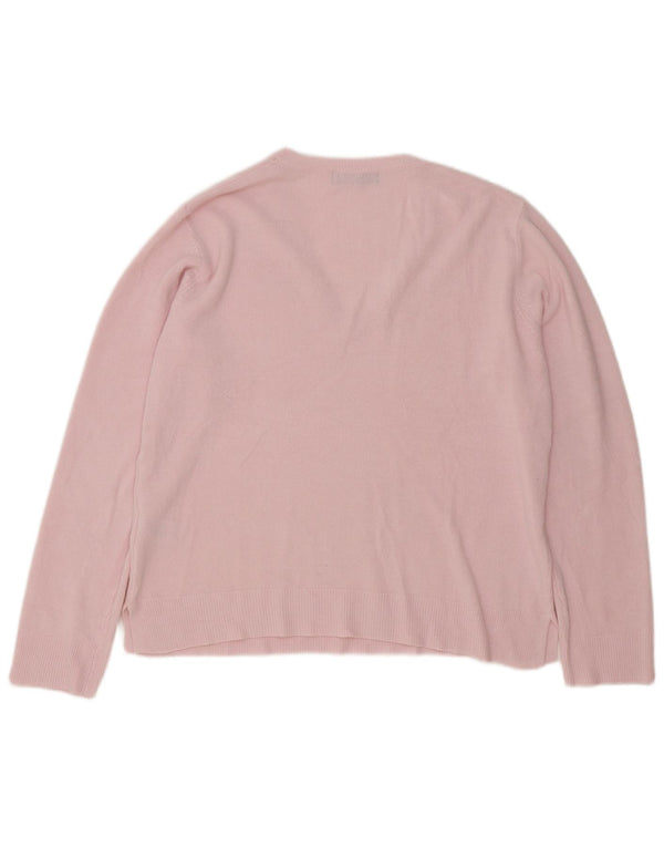Marks & Spencer Pull col en V pour femme UK 14 Grand Acrylique Rose