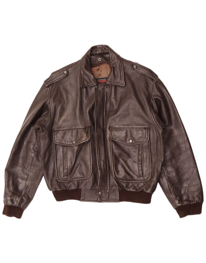 Bomb Boogie Veste en cuir coupe ample Sky pour homme UK 38 Marron moyen