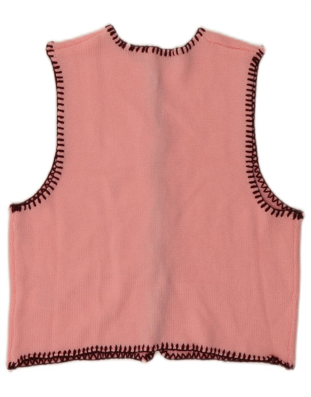 VINTAGE Femmes Crop Sans Manches Cardigan Pull UK 6 XS Rose Acrylique