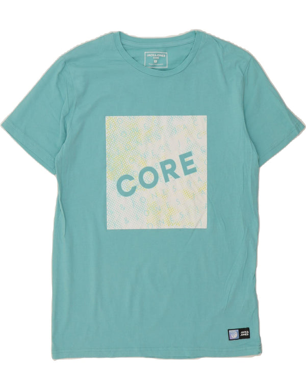 JACK & JONES Mens Graphic T-Shirt Top Medium Blue Cotton