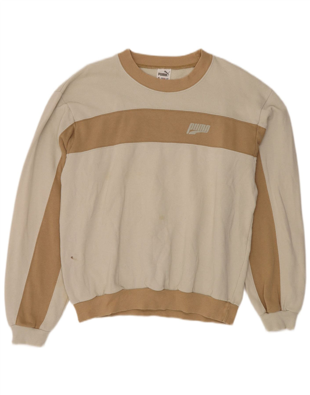 PUMA Sweat-shirt pour homme en coton color block Blanc Taille L