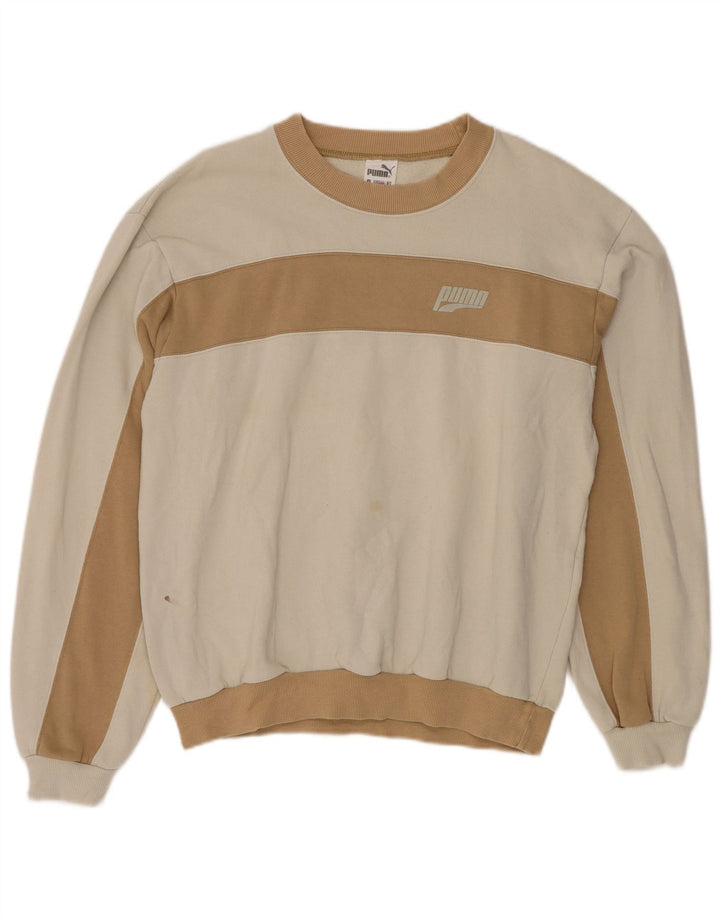 PUMA Sweat-shirt pour homme en coton color block Blanc Taille L