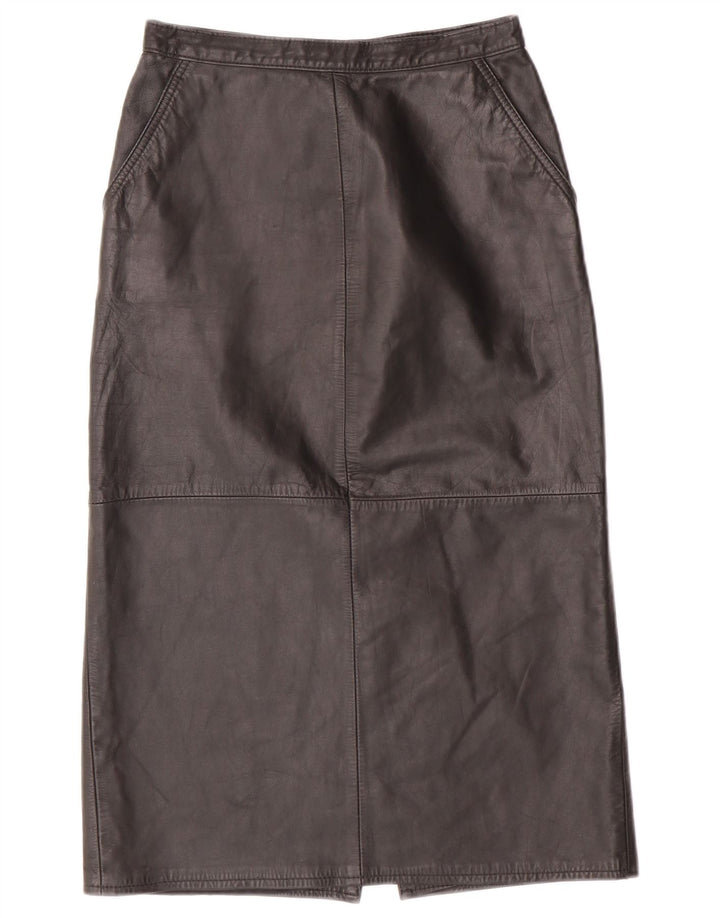 CHALICE Jupe en cuir taille haute pour femme UK 8 Small W24 Cuir noir