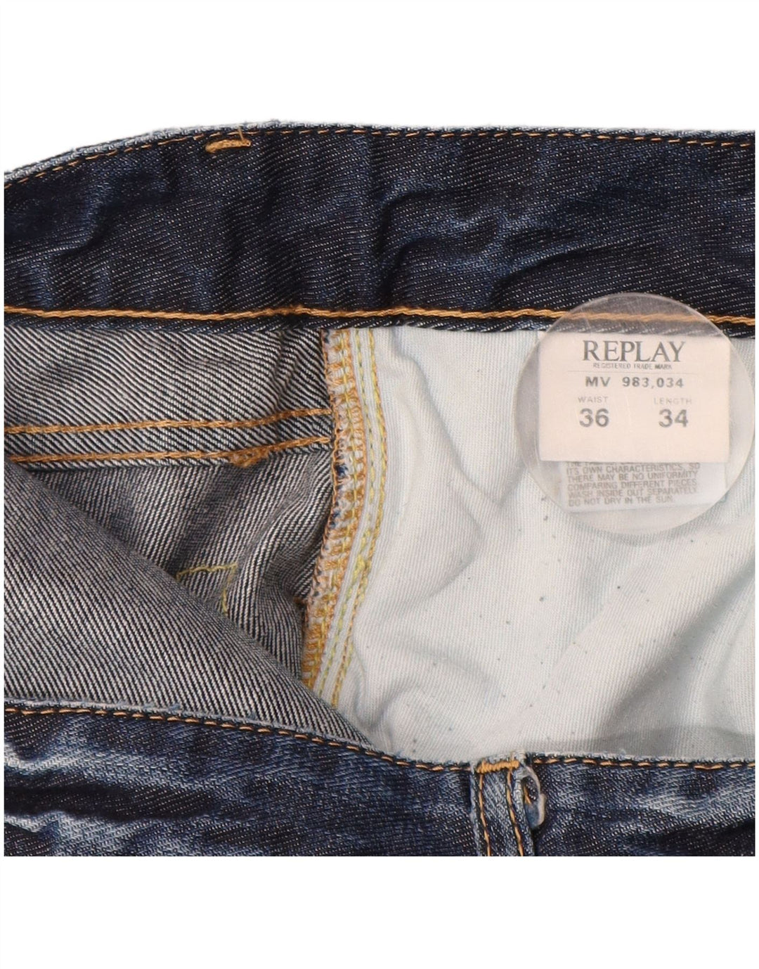 REPLAY Jean Bootcut Homme W36 L34 Bleu Marine Coton