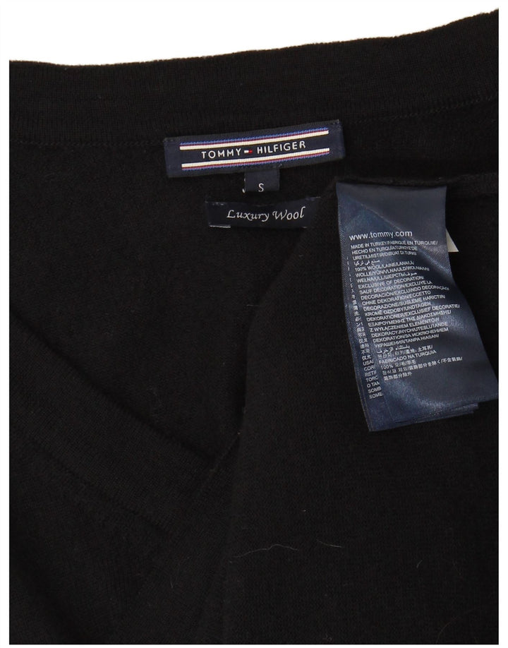 Tommy Hilfiger Pull col V pour femme UK 10 Petite laine noire