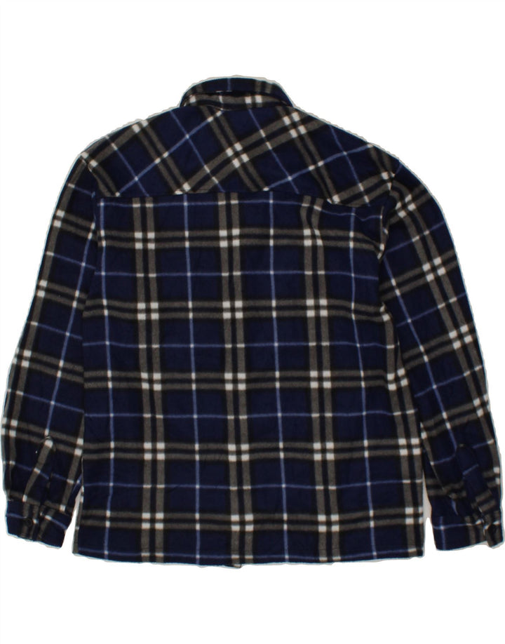 VINTAGE Mens Fleece Shirt Medium Navy Blue Check Polyester Vintage Vintage and Second-Hand Vintage from Messina Hembry 
