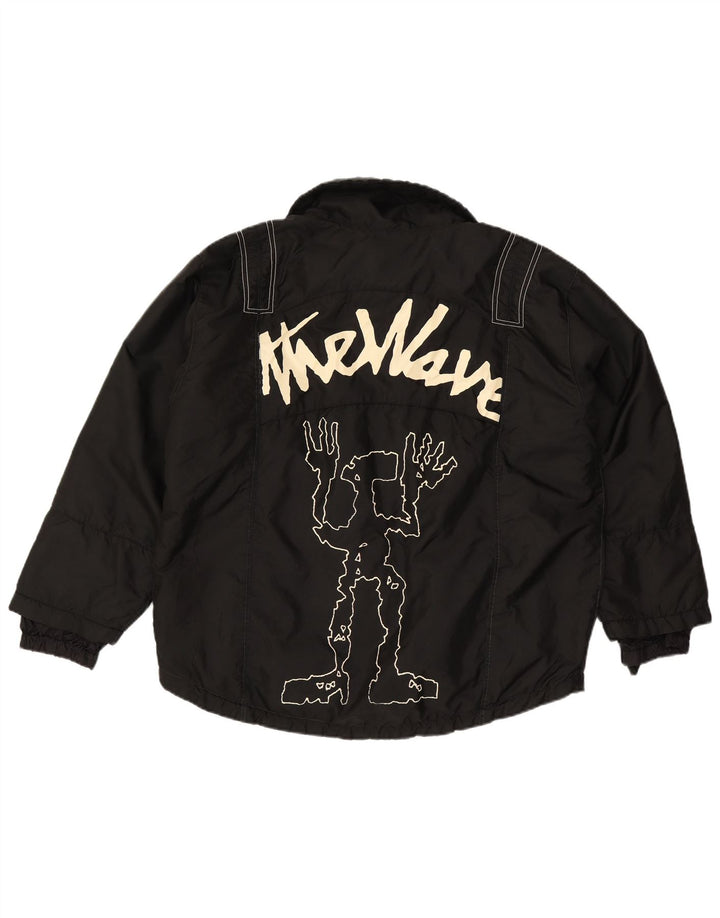 vintage Mens Graphic Coupe-vent Veste UK 40 Grand Nylon Noir