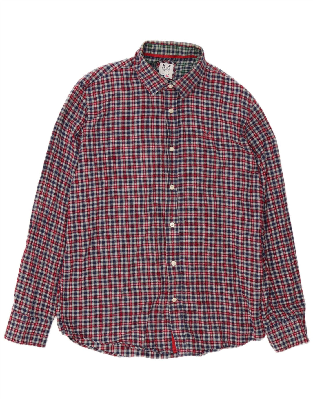 Crew Clothing Chemise classique en flanelle pour homme Gris moyen à carreaux en coton