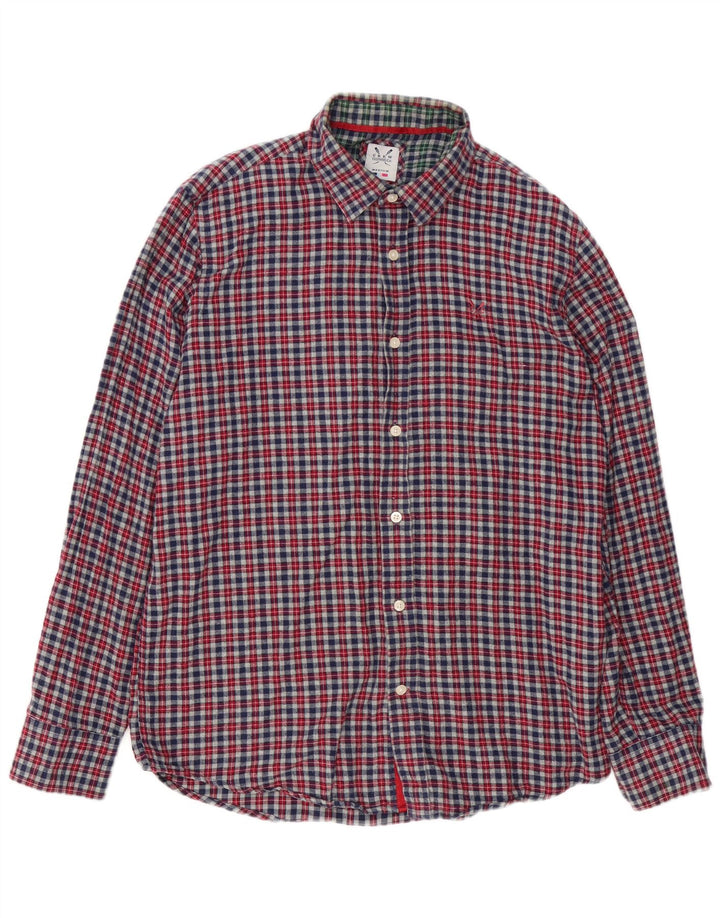 Crew Clothing Chemise classique en flanelle pour homme Gris moyen à carreaux en coton